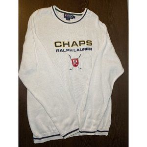 Vintage Chaps Ralph Lauren Golf Men's Large Cotton Cable Knit Pullover Sweater